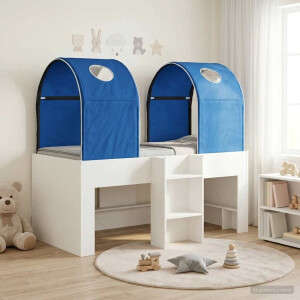 vidaXL Bed met Tunnel 4 pcs Wit en Blauw Bewerkt hout