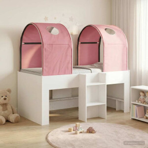 vidaXL Bed met Tunnel 4 pcs Wit en Roze Bewerkt hout