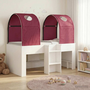 vidaXL Bed met Tunnel 4 pcs Wit en Rood Bewerkt hout