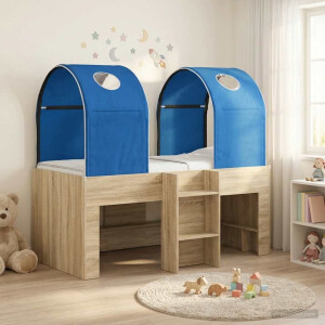vidaXL Bed met Tunnel 3 st Sonoma en Blauw Bewerkt hout