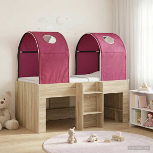 vidaXL Bed met Tunnel 3 st Sonoma en Rood Bewerkt hout