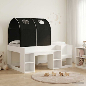vidaXL Bed met Tunnel 4 pcs Wit en zwart Bewerkt hout
