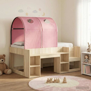 vidaXL Bed met Tunnel met plank 3 st Sonoma eiken en roze Bewerkt hout