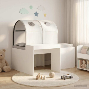 vidaXL Bed met Tunnel 4 pcs Artisian Eik en Wit Bewerkt hout