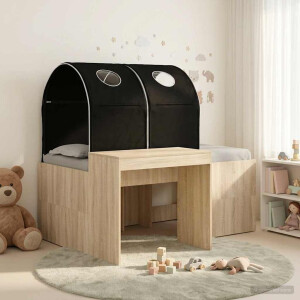 vidaXL Bed met Tunnel 3 st Artisian Eik en Zwart Bewerkt hout
