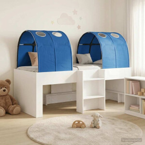 vidaXL Bed met Tunnel 4 pcs Wit en Blauw Bewerkt hout