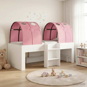 vidaXL Bed met Tunnel 4 pcs Wit en Roze Bewerkt hout