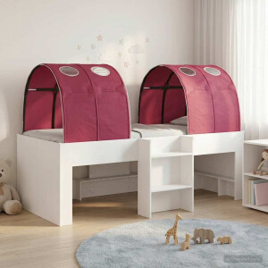 vidaXL Bed met Tunnel 4 pcs Wit en Rood Bewerkt hout