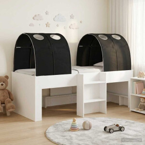 vidaXL Bed met Tunnel 4 pcs Wit en zwart Bewerkt hout