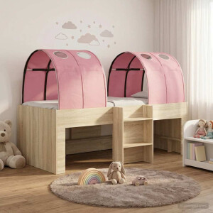 vidaXL Bed met Tunnel 3 st Sonoma eiken en roze Bewerkt hout