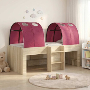vidaXL Bed met Tunnel 3 st Sonoma eiken en rood Bewerkt hout