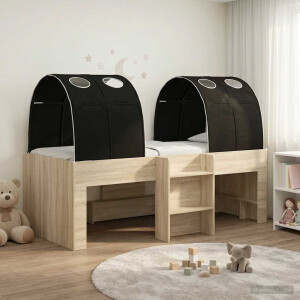vidaXL Bed met Tunnel 3 st Sonoma Eiken en Zwart Bewerkt hout