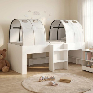 vidaXL Hoge Bed Frame voor Kids met Tunnel Wit Bewerkt hout