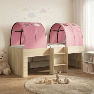 vidaXL Hoge Bed Frame voor Kids met Tunnel Sonoma eiken en roze