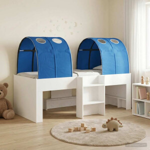 vidaXL Bed met Tunnel 4 pcs Wit en Blauw Bewerkt hout