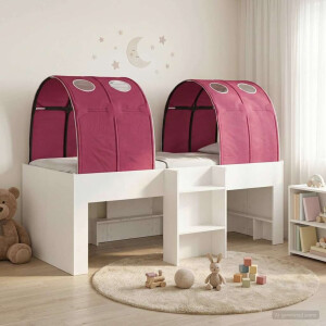 vidaXL Bed met Tunnel 4 pcs Wit en Rood Bewerkt hout