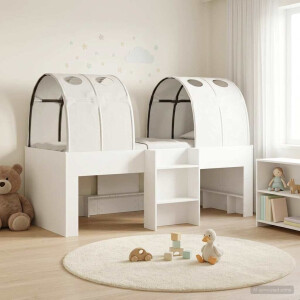 vidaXL Bed met Tunnel 4 pcs Wit Bewerkt hout