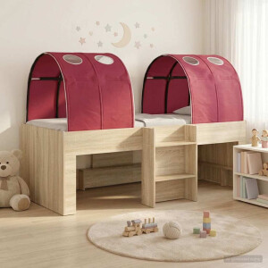 vidaXL Bed met Tunnel 3 st Sonoma eiken en rood Bewerkt hout