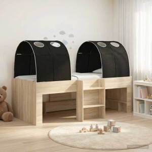 vidaXL Bed met Tunnel 3 st Sonoma Eiken en Zwart Bewerkt hout
