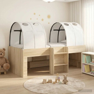 vidaXL Bed met Tunnel 3 st Sonoma eiken en wit Bewerkt hout