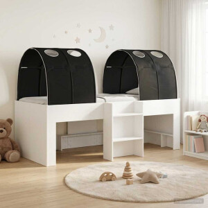 vidaXL Bed met Tunnel 4 pcs Wit en zwart Bewerkt hout