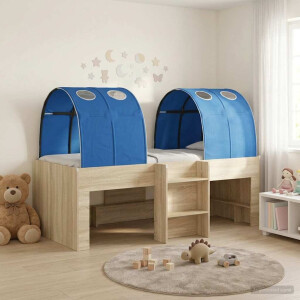 vidaXL Bed met Tunnel 3 st Sonoma eiken en blauw Bewerkt hout