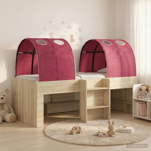 vidaXL Bed met Tunnel 3 st Sonoma eiken en rood Bewerkt hout