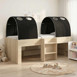 vidaXL Bed met Tunnel 3 st Sonoma Eiken en Zwart Bewerkt hout