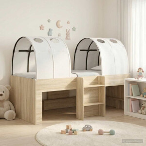 vidaXL Bed met Tunnel 3 st Sonoma eiken en wit Bewerkt hout
