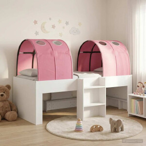 vidaXL Bed met Tunnel 4 pcs Wit en Roze Bewerkt hout