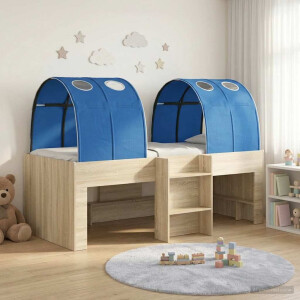 vidaXL Bed met Tunnel 3 st Sonoma en Blauw Bewerkt hout