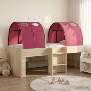 vidaXL Bed met Tunnel 3 st Sonoma en Rood Bewerkt hout