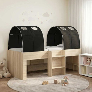 vidaXL Bed met Tunnel 3 st Sonoma en Zwart Bewerkt hout