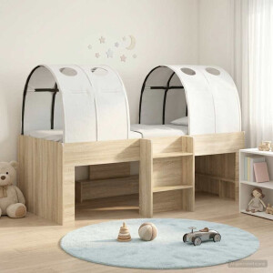 vidaXL Bed met Tunnel 3 st Sonoma en Wit Bewerkt hout