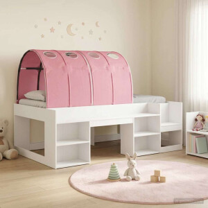 vidaXL Bed met Tunnel 4 pcs Wit en Roze Bewerkt hout