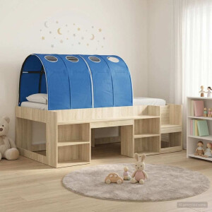vidaXL Bedframe met tunnel met plank 3 st Sonoma eiken en blauw
