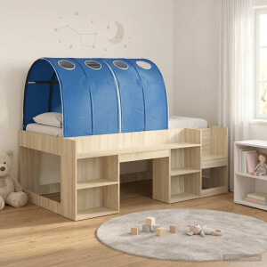 vidaXL Bedframe met tunnel 3 st Sonoma eiken en blauw Bewerkt hout
