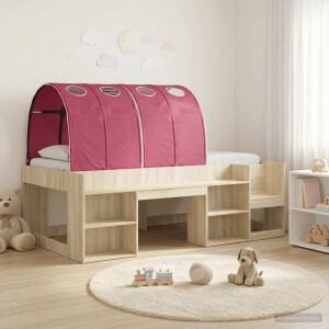 vidaXL Bedframe met tunnel 3 st Sonoma eiken en rood Bewerkt hout
