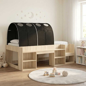 vidaXL Bedframe met tunnel 3 st Sonoma Eiken en Zwart Bewerkt hout