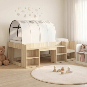 vidaXL Bedframe met tunnel 3 st Sonoma eiken en wit Bewerkt hout