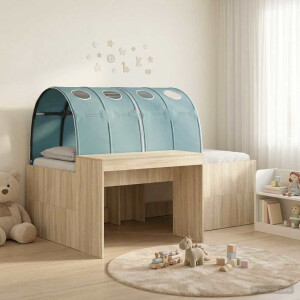 vidaXL Bedframe met Tunnel met plank 3 st Sonoma eiken en lichtblauw