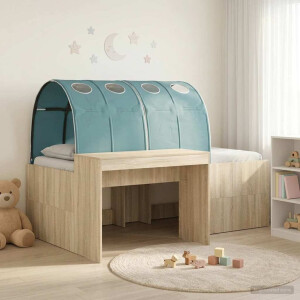 vidaXL Bed met Tunnel 3 st Artisian Eik en Lichtblauw Bewerkt hout