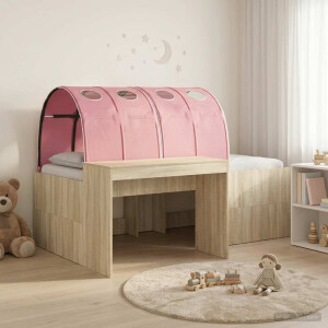 vidaXL Bed met Tunnel 3 st Artisian Eik en Roze Bewerkt hout