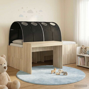 vidaXL Bed met Tunnel 3 st Artisian Eik en Zwart Bewerkt hout