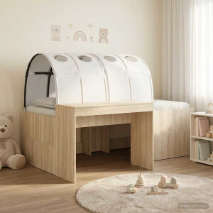 vidaXL Bed met Tunnel 3 st Artisian Eik en Wit Bewerkt hout