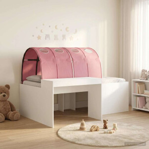 vidaXL Bed met Tunnel 4 pcs Wit en Roze Bewerkt hout