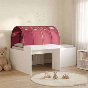 vidaXL Bed met Tunnel 4 pcs Wit en Rood Bewerkt hout