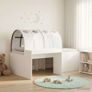 vidaXL Bed met Tunnel 4 pcs Wit Bewerkt hout