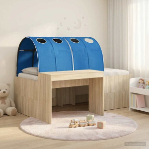 vidaXL Bed met Tunnel 3 st Sonoma eiken en blauw Bewerkt hout