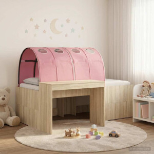 vidaXL Bed met Tunnel 3 st Sonoma eiken en roze Bewerkt hout